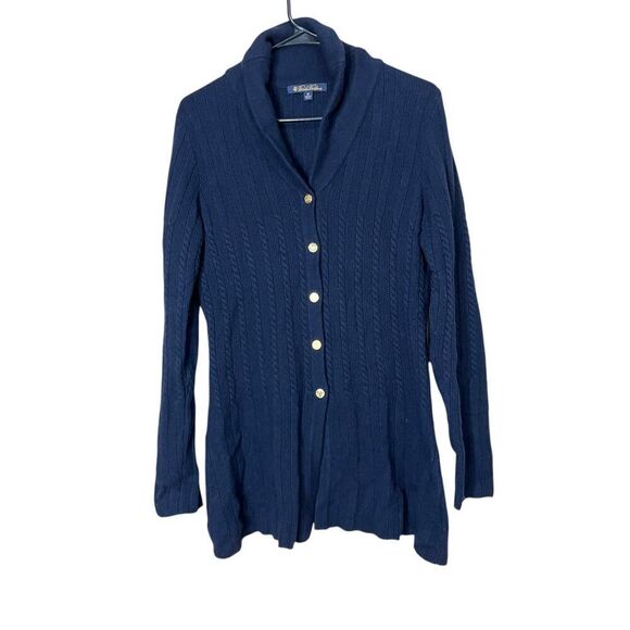 Brooks Brothers Knit Blue Cashmere Blend Button Front Cardigan Sweater Size M - Picture 1 of 9